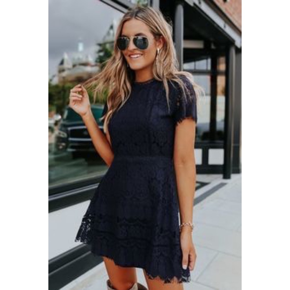 Mock Neck Laced Dress